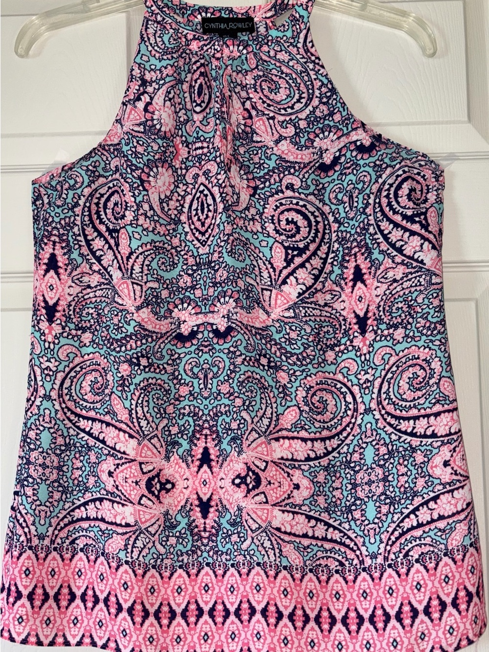 Cynthia Rowley Pink & Blue Paisley Halter Tank - Picture 2 of 8